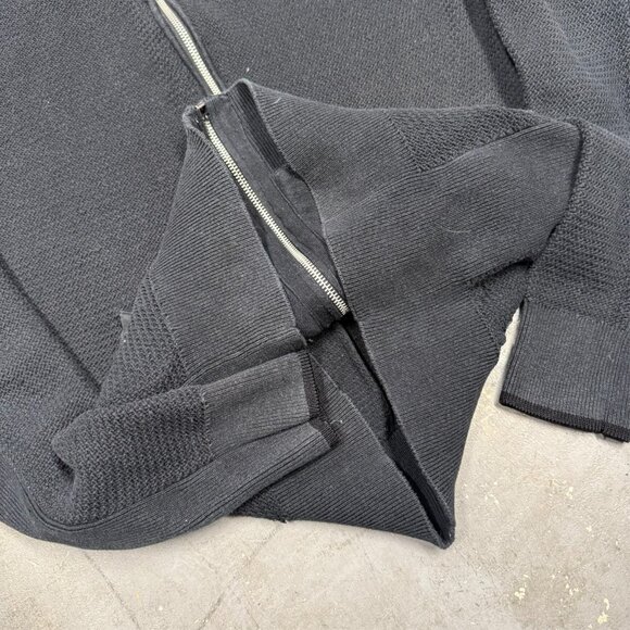 Rag & Bone ZIp Up Waffle-Knit Sweater Cotton Hemp Black Medium - Picture 6 of 10